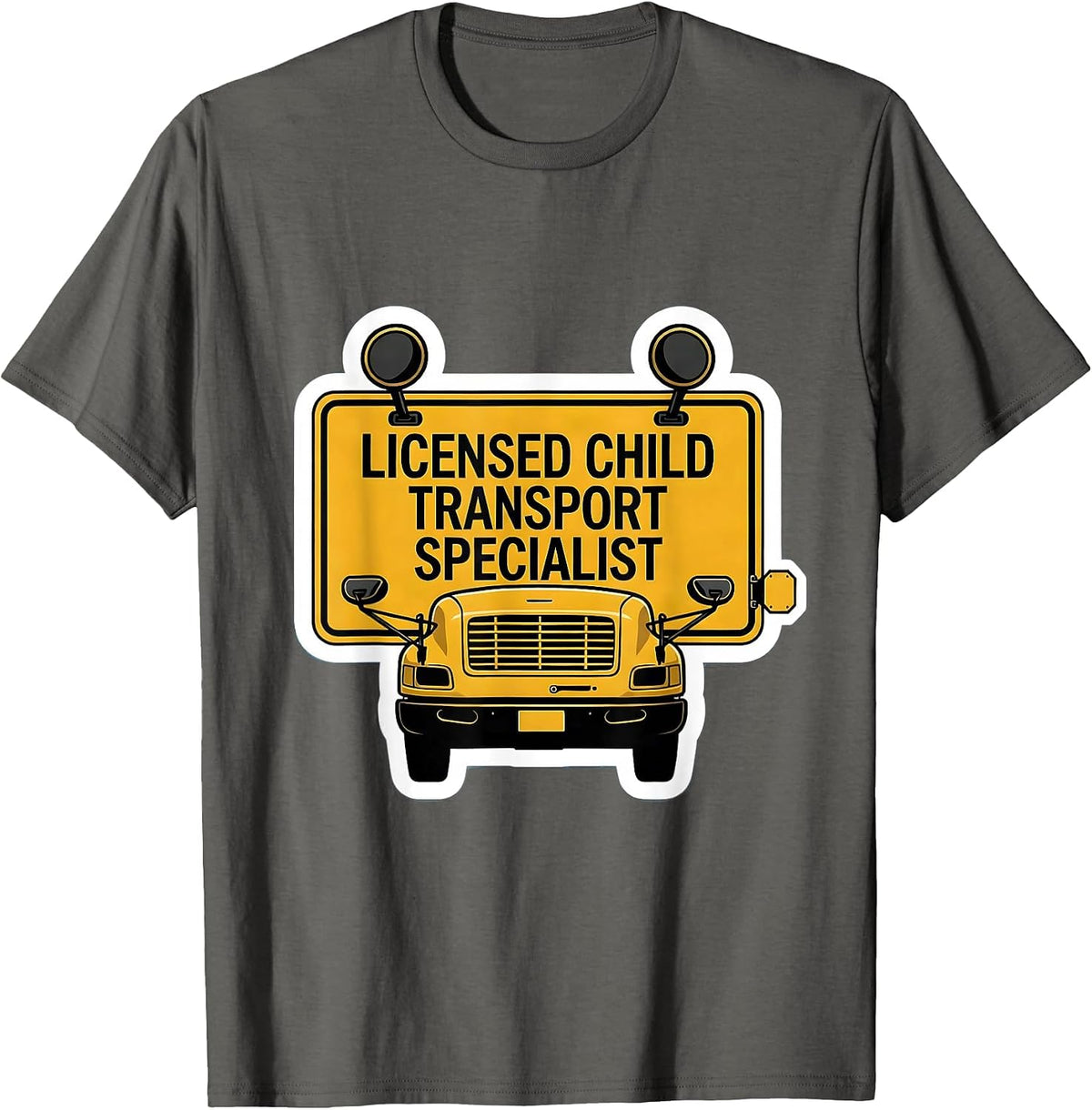Men's Licensed Child Transport Specialist Funny School Bus Driver T-Shirt - Asphalt Grey