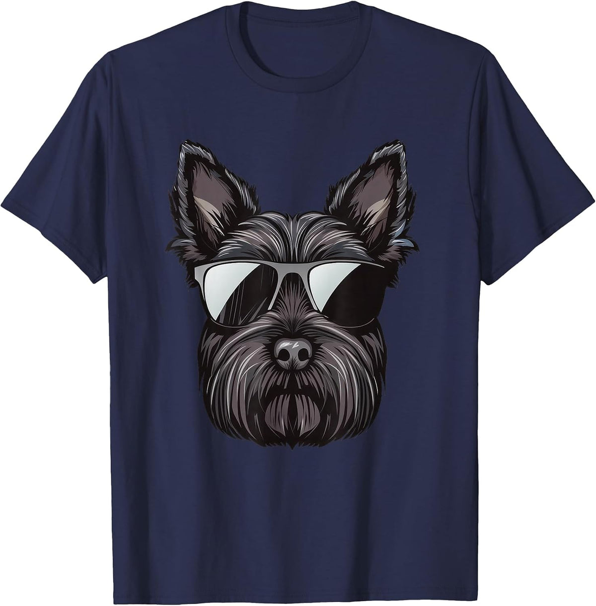 Scottish Terrier Dog Sunglasses T-Shirt - Navy Blue