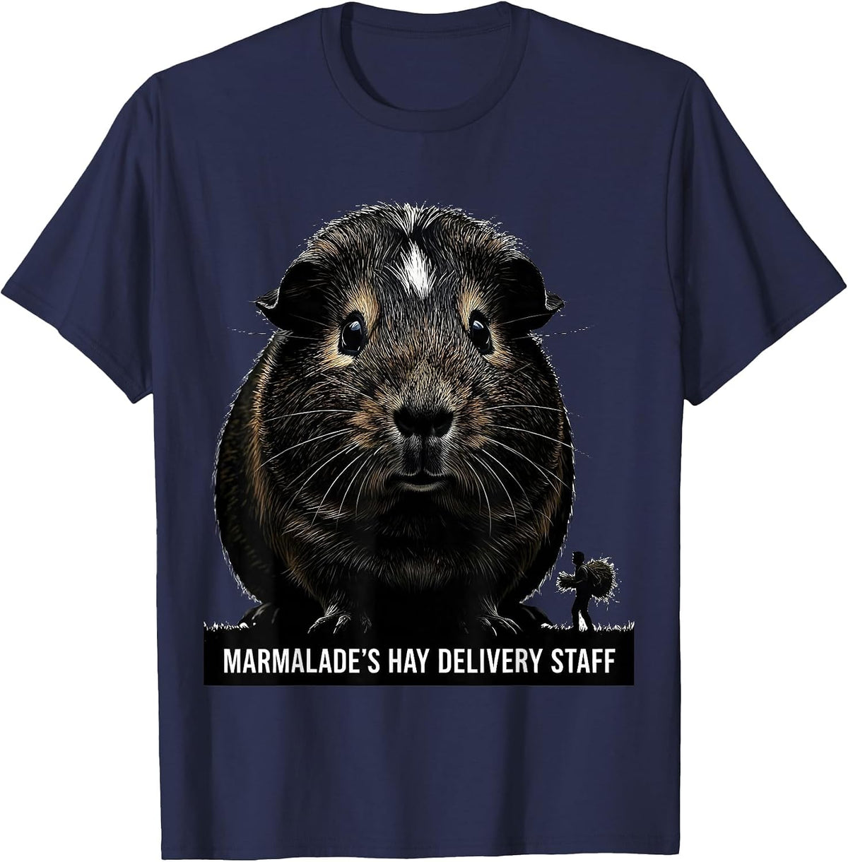 Men's Marmalade's Hay Delivery Staff Funny Guinea Pig Pet Lover T-Shirt - Navy Blue