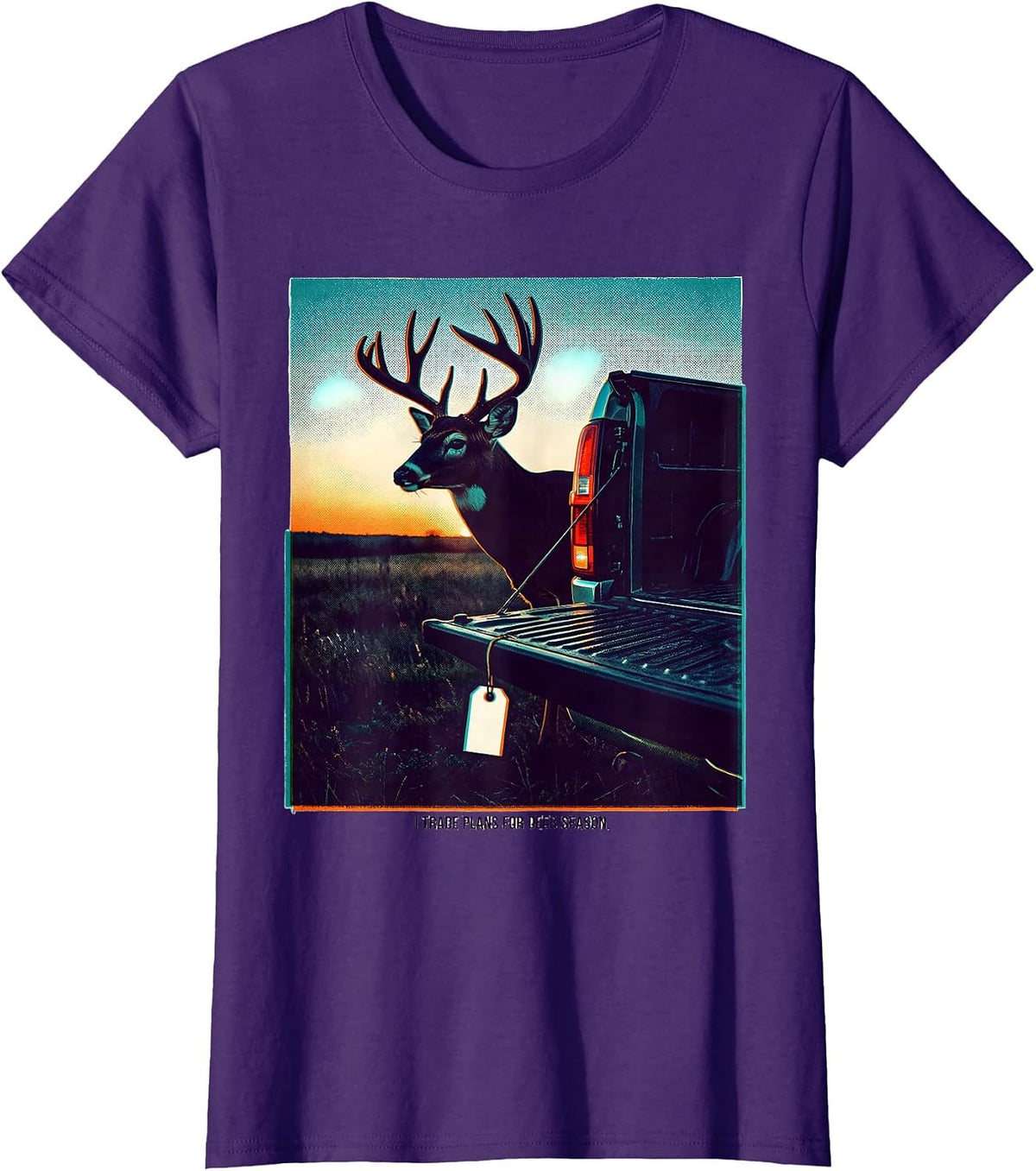Women's I Trade Plans For Deer Season Funny Hunting Dad Deer Hunter T-Shirt - Purple
