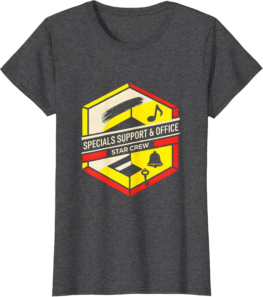 Women's Specials Support Office Star Crew Teacher Appreciation Crew T-Shirt - Dark Heather Grey