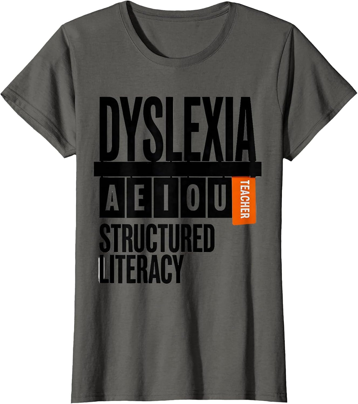 Women's Dyslexia Structured Literacy Teacher Brutalist Graphic T-Shirt - Asphalt Grey