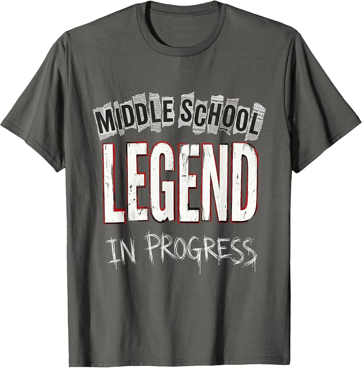 Middle School Legend In Progress Teacher Design T-Shirt - Asphalt Grey