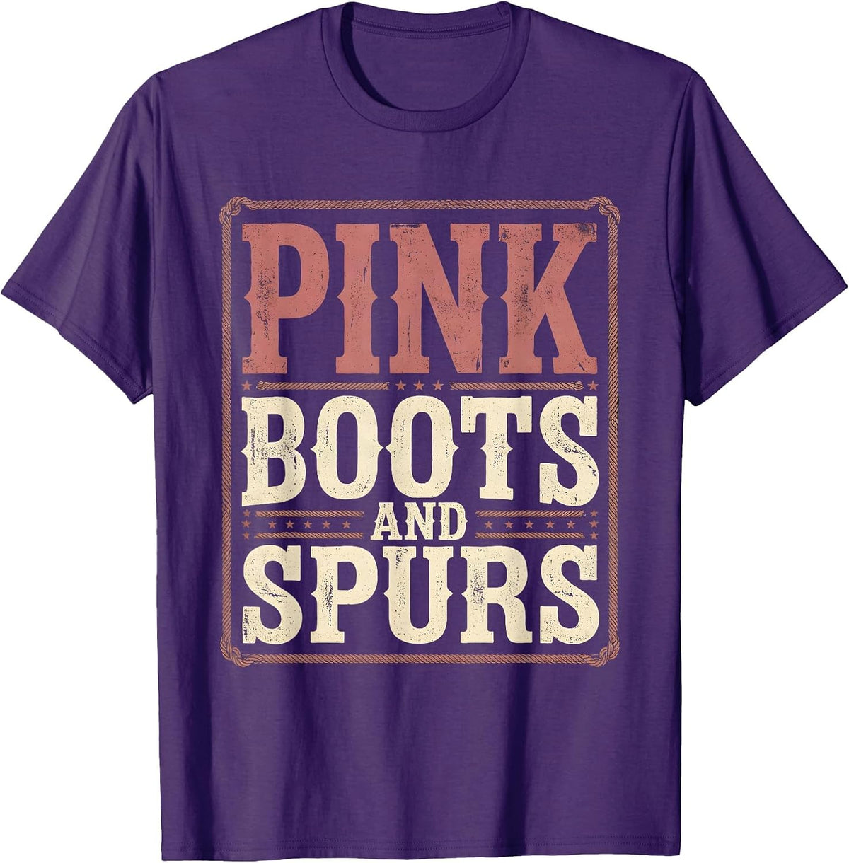 Pink Boots and Spurs Cowgirl Design T-Shirt - Purple