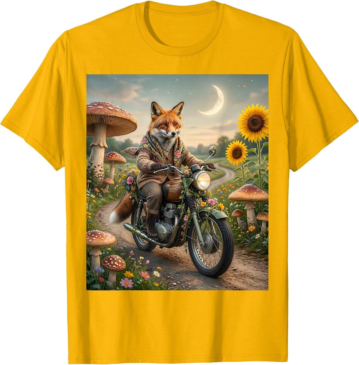Grandma Motorcycle Open Road Graphic Tee T-Shirt - Golden Yellow