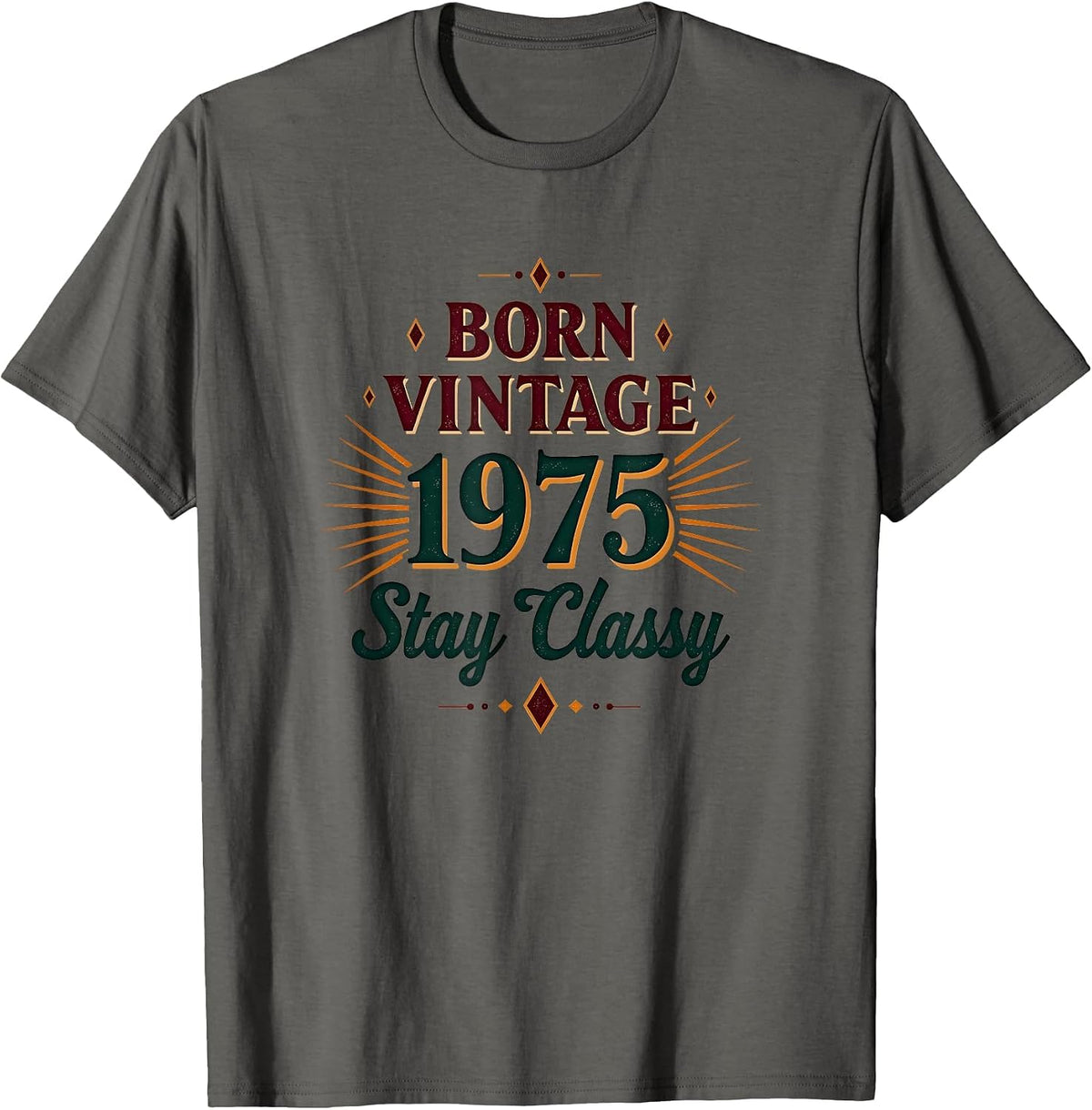 Born Vintage Stay Classy 1975 Retro Design T-Shirt - Asphalt Grey