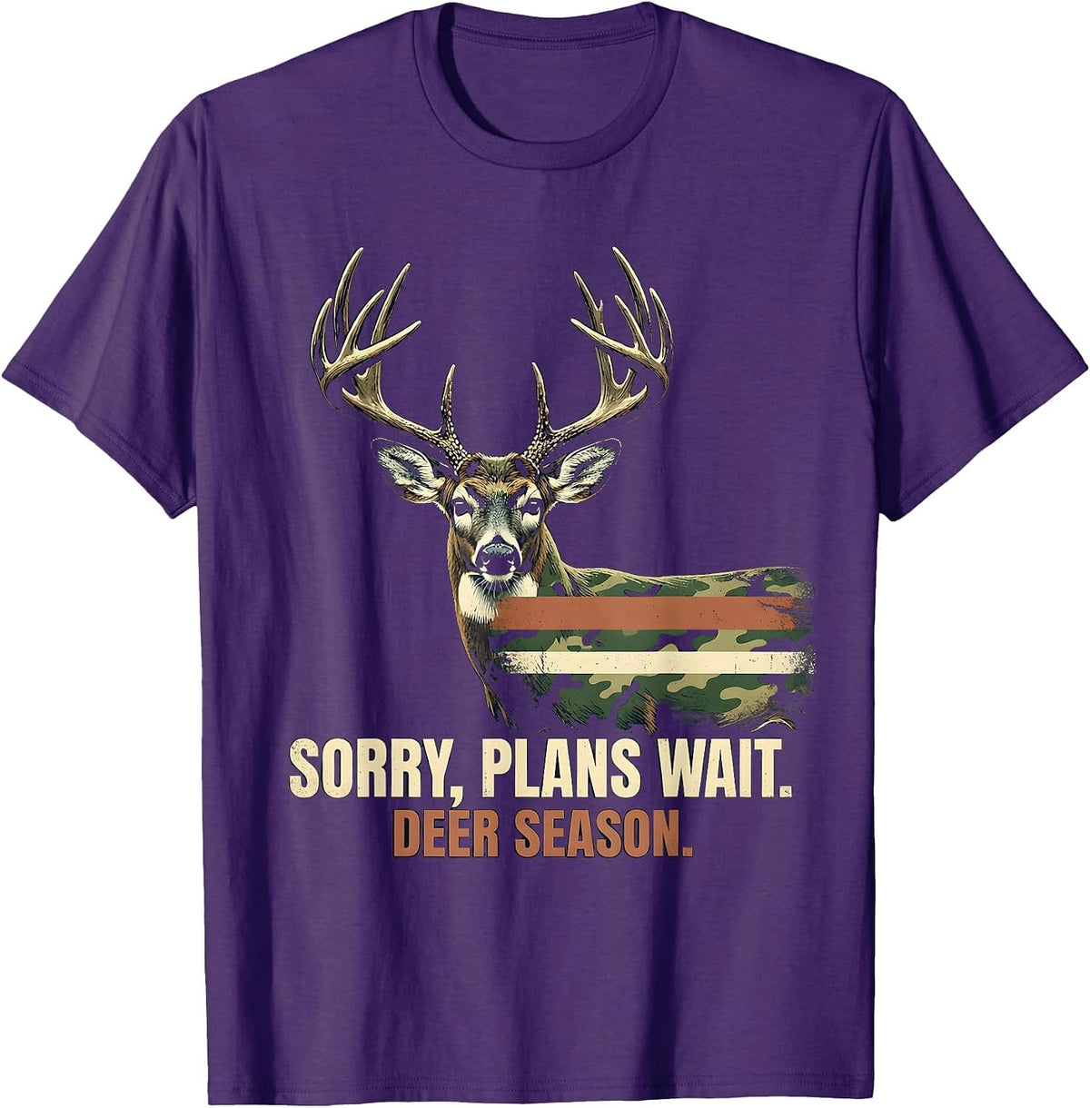 Men's Sorry, Plans Wait. Deer Season Vintage Hunting Dad Gift T-Shirt - Purple