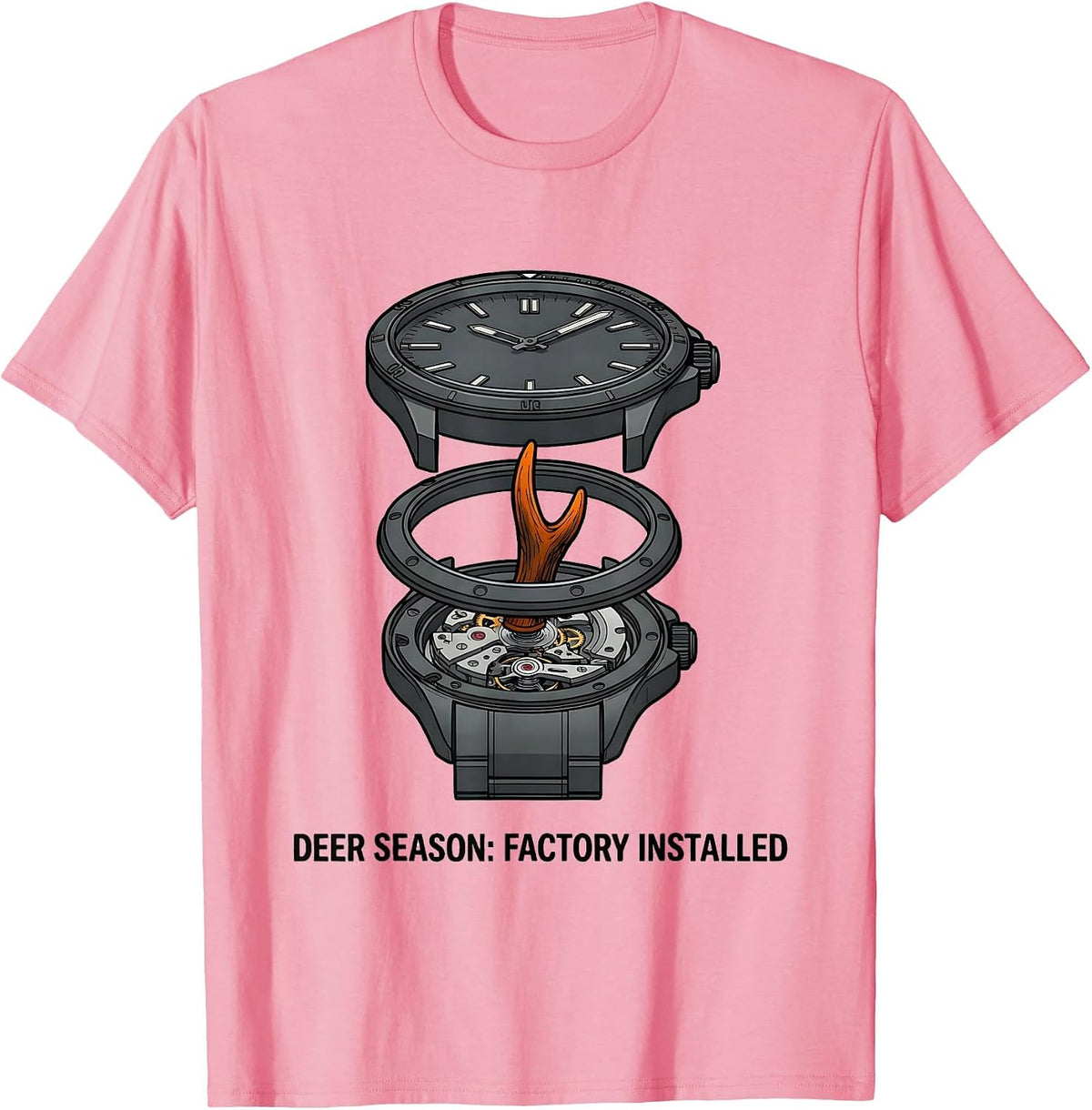 Men's Deer Season: Factory Installed Funny Hunting Dad Camo T-Shirt - Pink