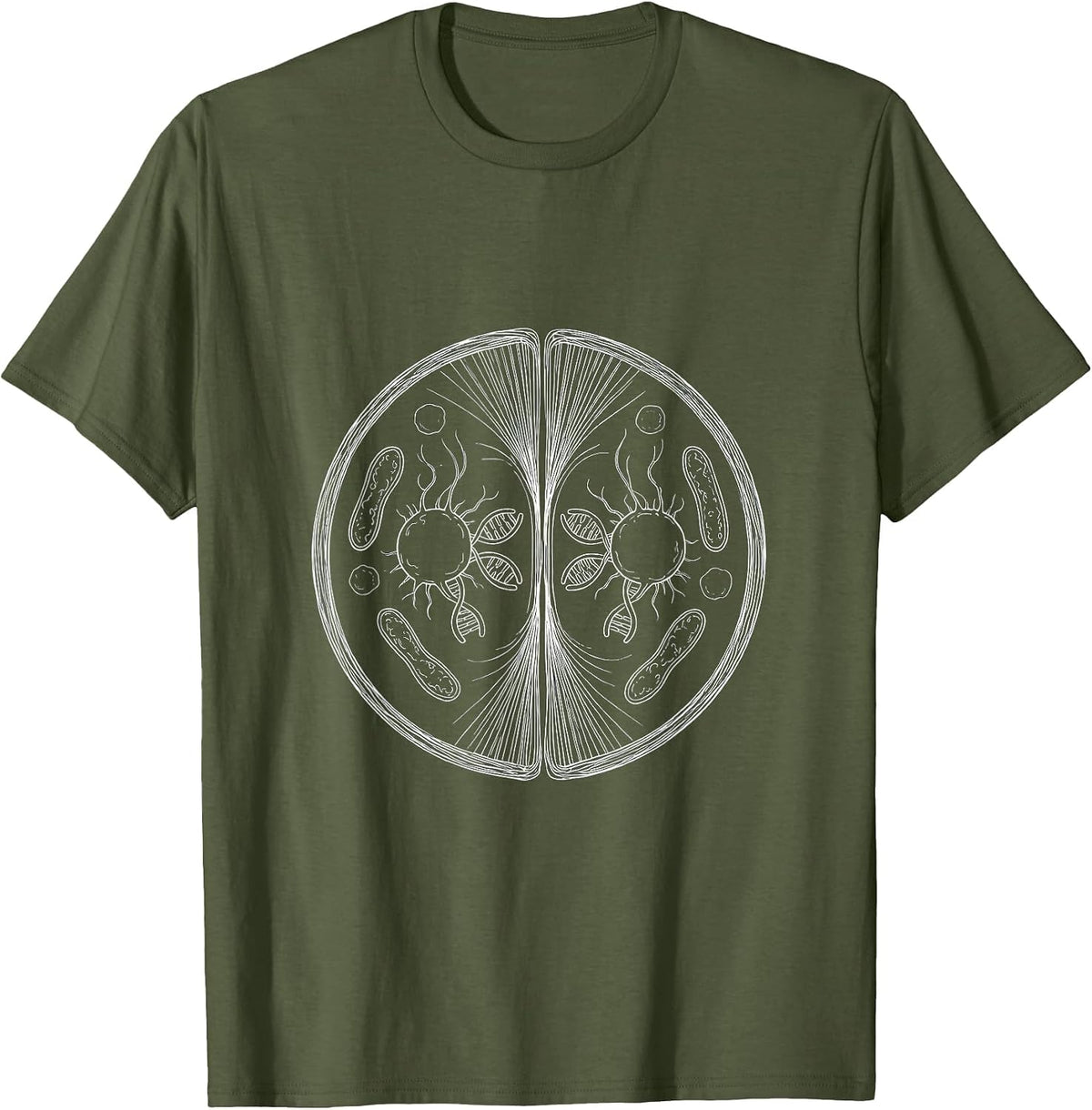 Cell Mitosis Glowing Division Science Teacher T-Shirt - Olive Green