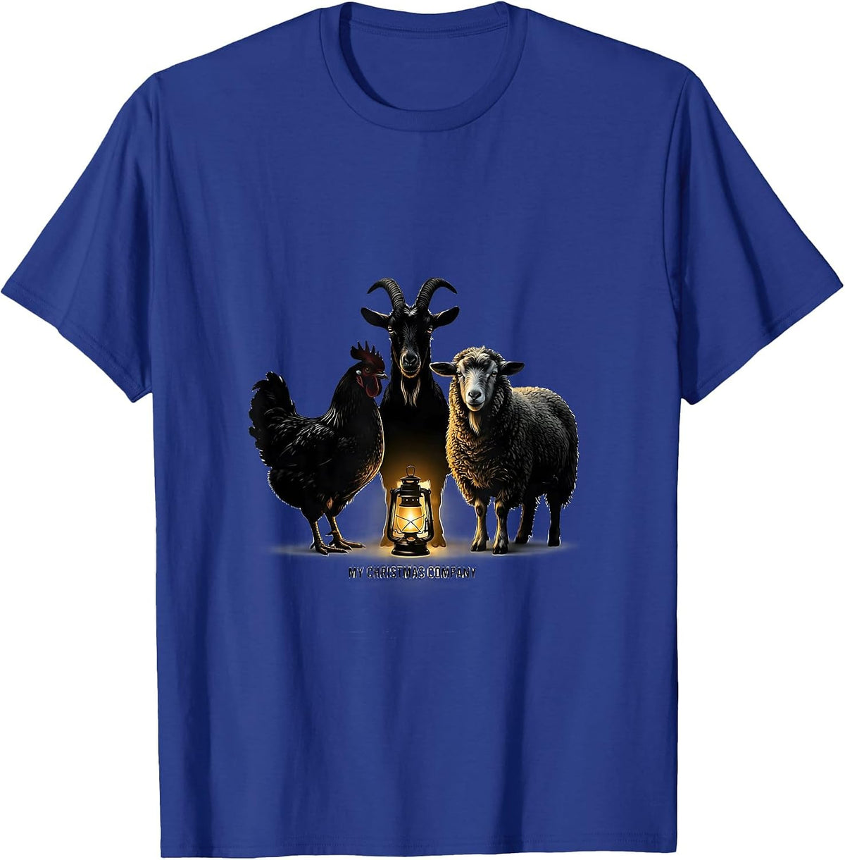 Men's My Christmas Company Funny Farm Animal Holiday Humor T-Shirt - Royal Blue