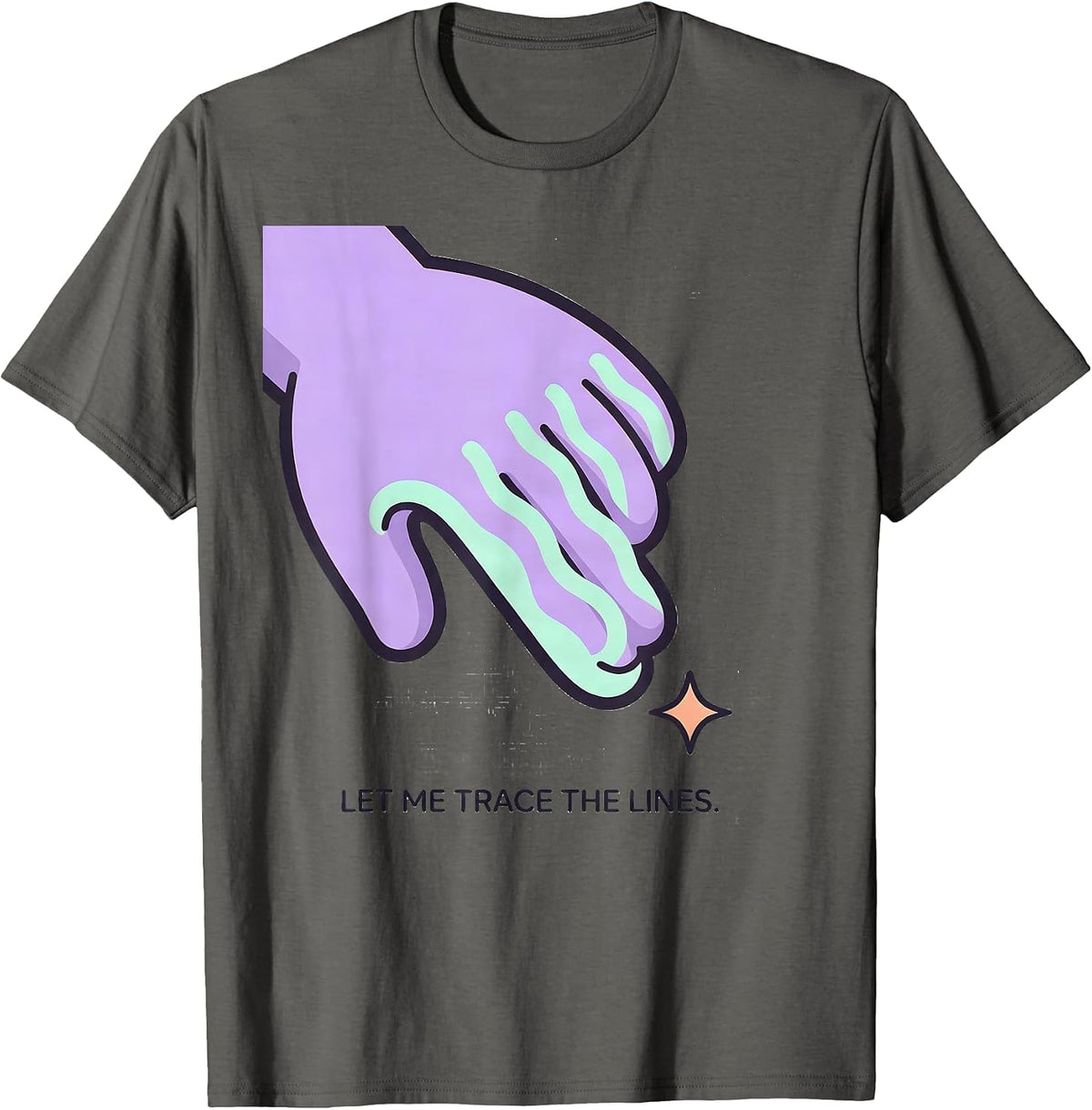 Let Me Trace The Lines Cute Kawaii Neurodivergent Awareness T-Shirt - Asphalt Grey
