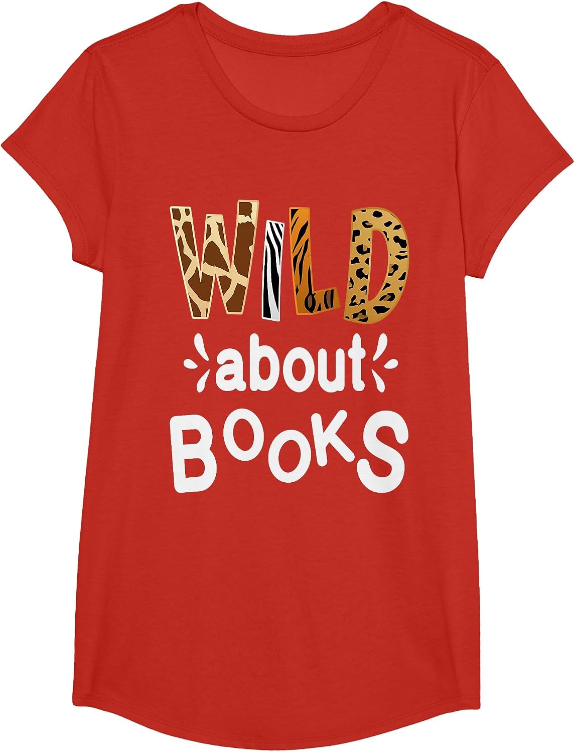 Wild About Books, Library Librarians Book Lover and Reader T-Shirt - Girls Red