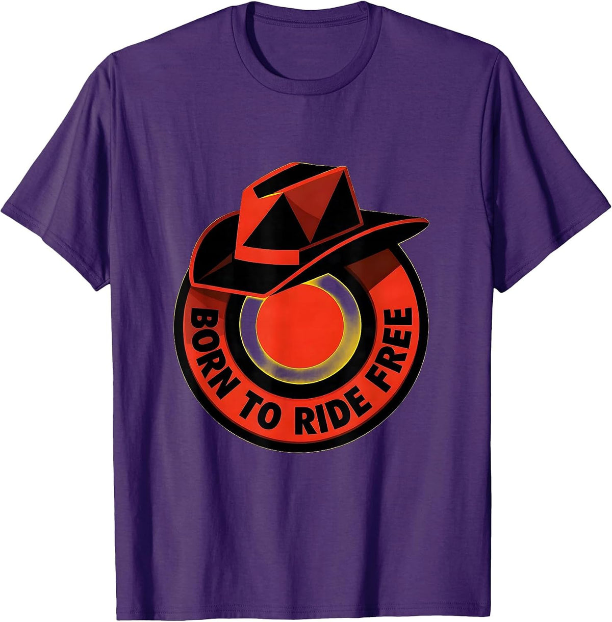 Born to Ride Free Western Spirit Design T-Shirt - Purple
