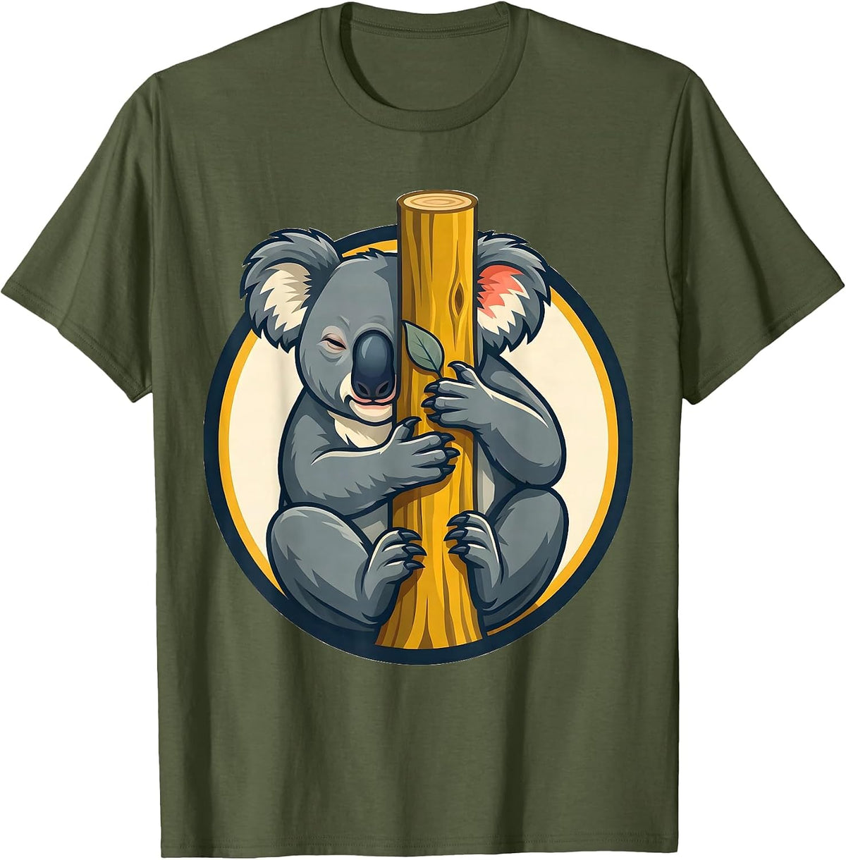 Koala Tree Hugger Cute Animal Lover Humor T-Shirt - Olive Green