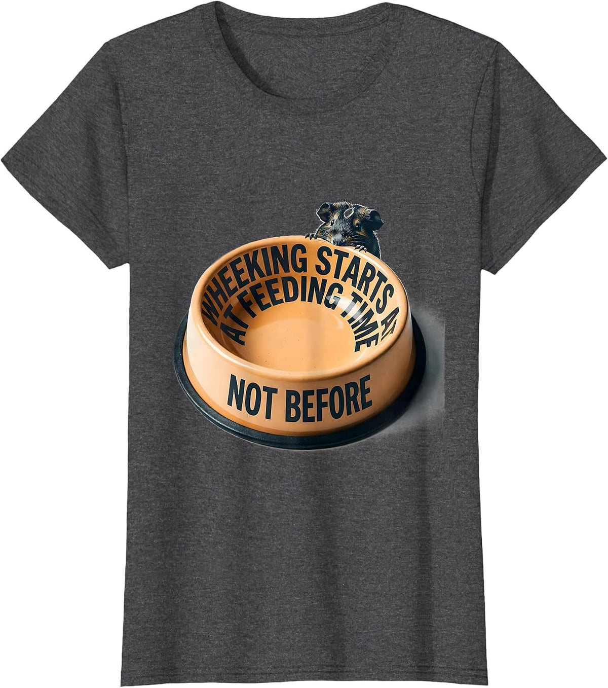 Women's Wheeking Starts At Feeding Time, Not Before Funny Pig Lover T-Shirt - Dark Heather Grey