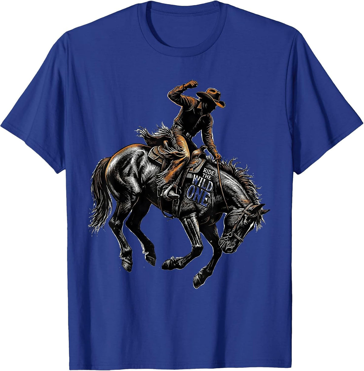 Ride the Wild One Cowboy Western Design T-Shirt - Royal Blue