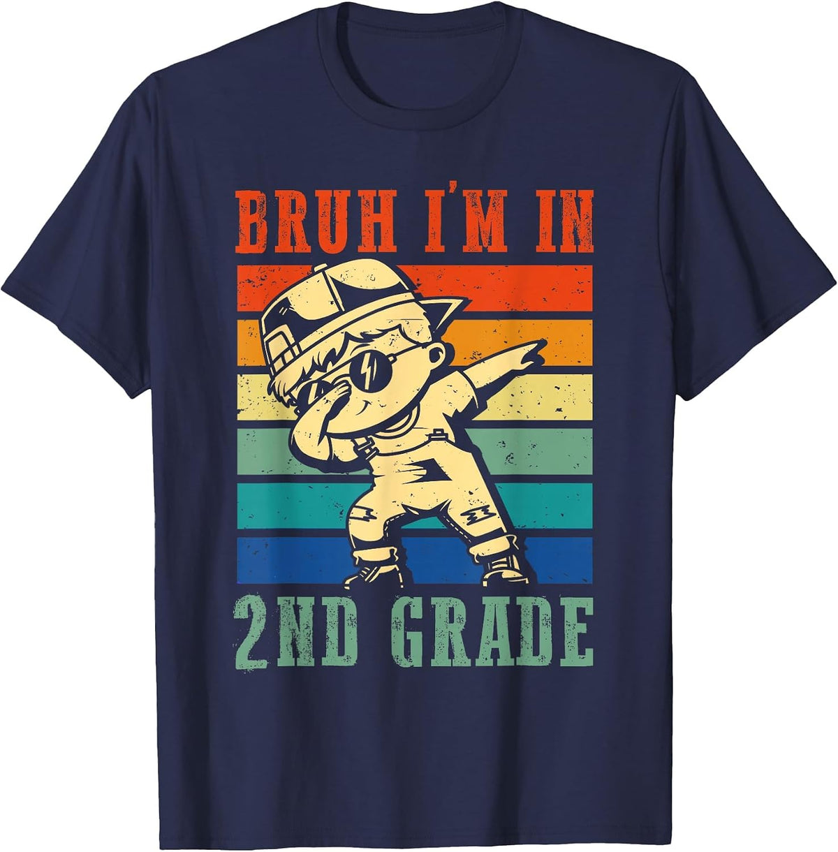 Boys Bruh I'm in 2nd Grade First Day of School Second Grade T-Shirt - Navy Blue