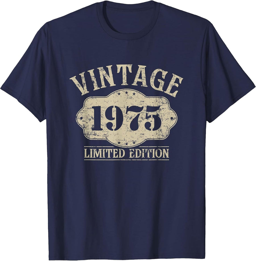 51th Birthday Born 1975 Limited Edition Vintage 1975 T-Shirt - Navy Blue