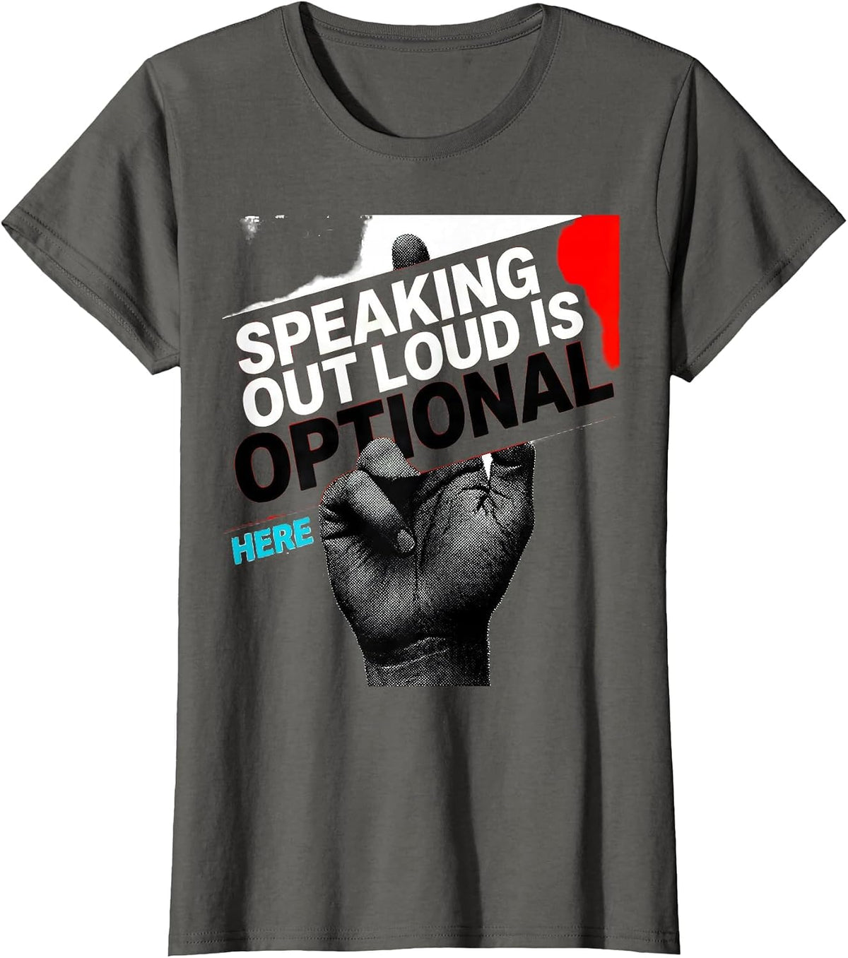 Women's Speaking Out Loud Is Optional Here AAC SLP Communication T-Shirt - Asphalt Grey