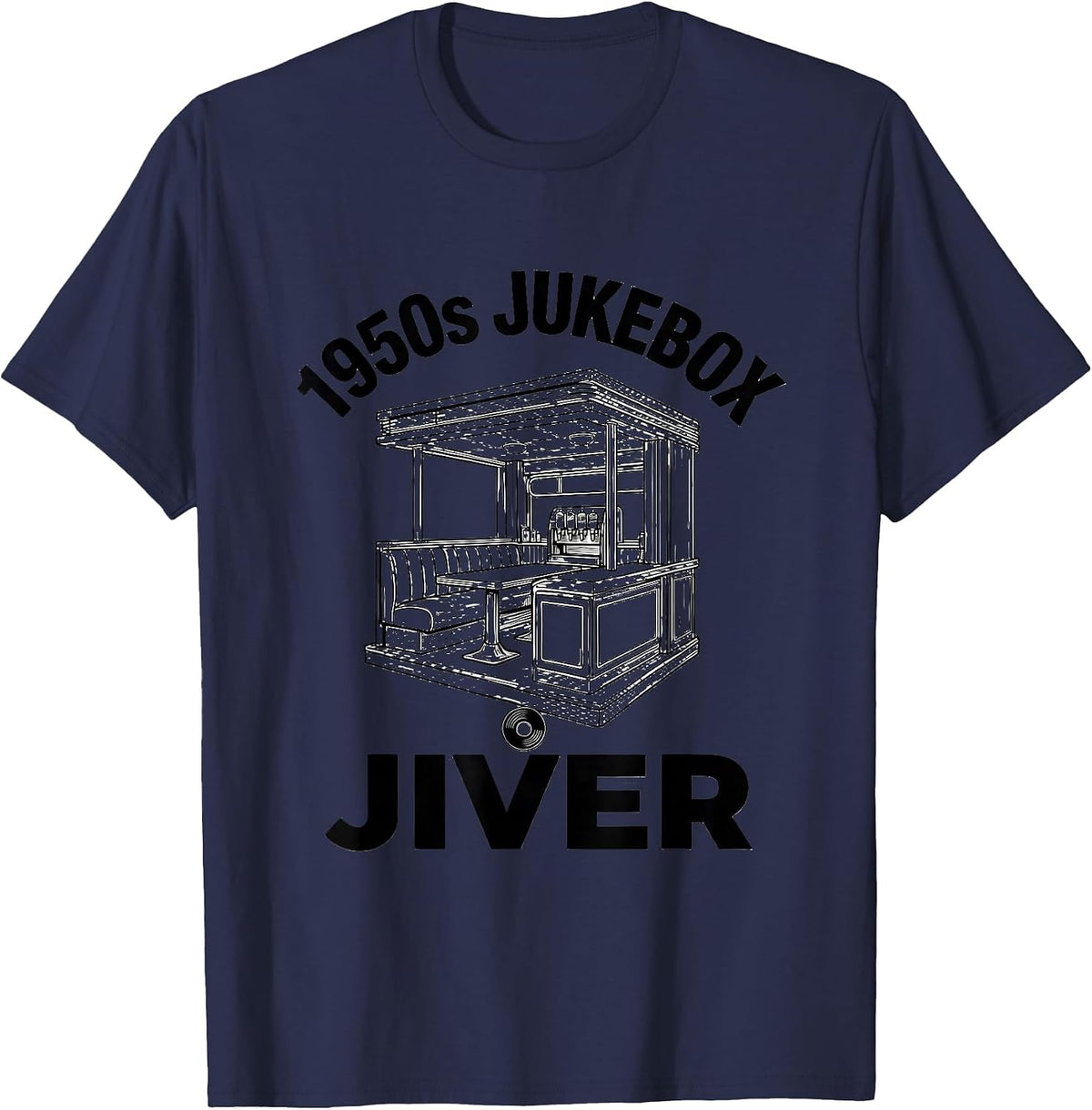 1950s Jukebox Jiver Retro Sock Hop Rockabilly Party Costume T-Shirt - Navy Blue