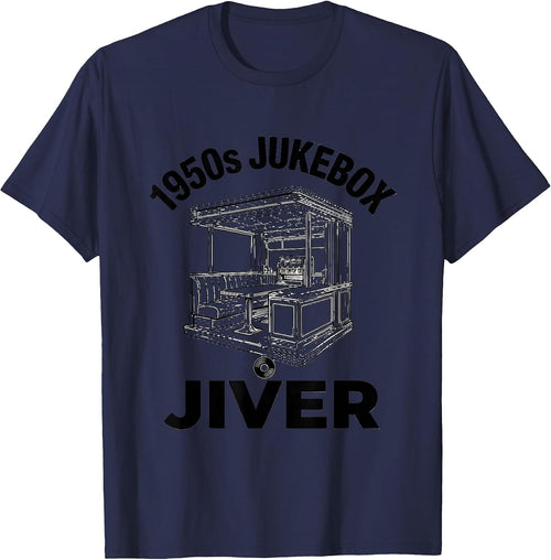 1950s Jukebox Jiver Retro Sock Hop Rockabilly Party Costume T-Shirt - Navy Blue