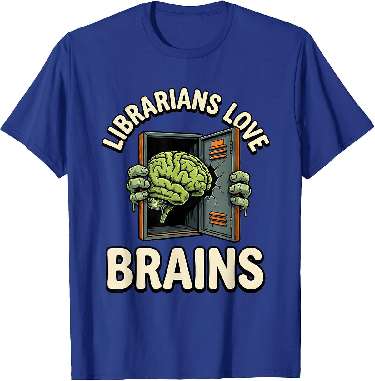 Librarians Love Brains Horror Zombie Teacher Halloween T-Shirt - Royal Blue