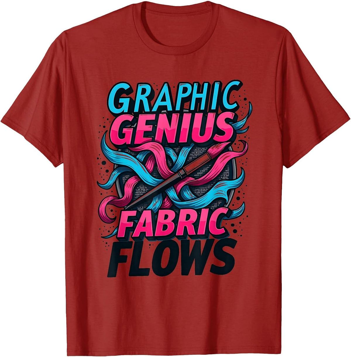 Graphic Genius Fabric Flows Creative Design T-Shirt - Cranberry Red
