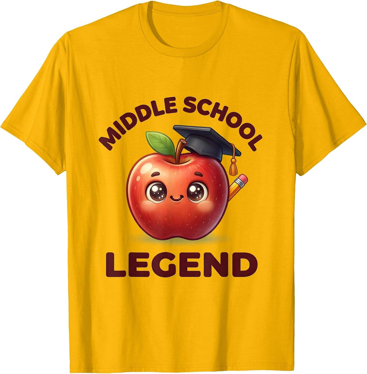 Middle School Legend Educator Graphic Design T-Shirt - Golden Yellow