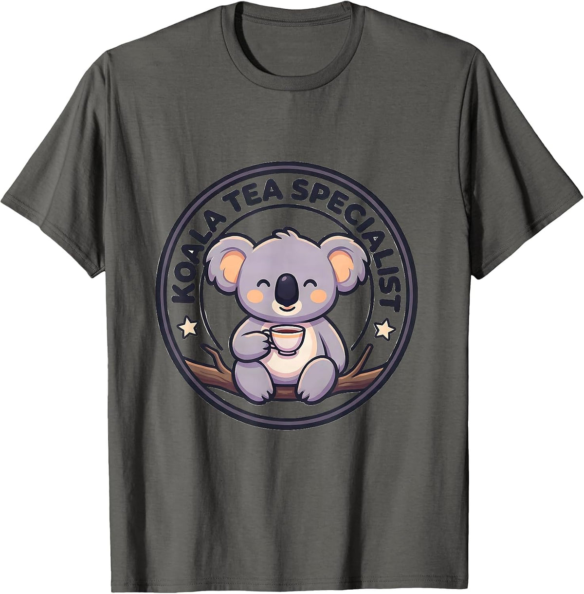 Men's Koala Tea Specialist Cute Kawaii Koala Lover Animal Pun T-Shirt - Asphalt Grey