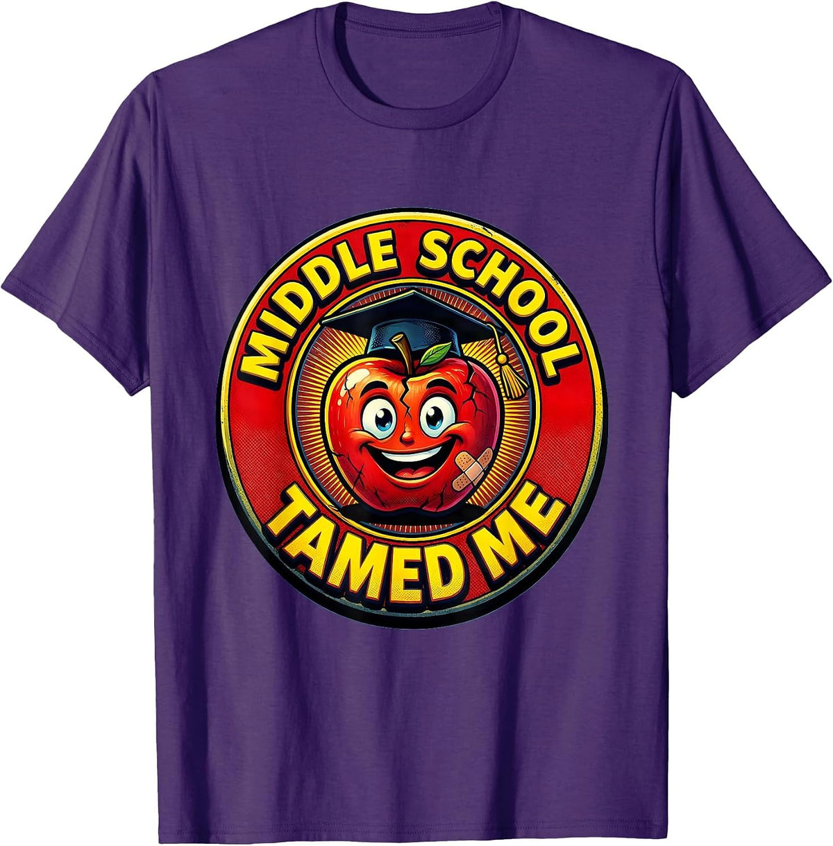 Middle School Tamed Me Teacher Design T-Shirt - Purple