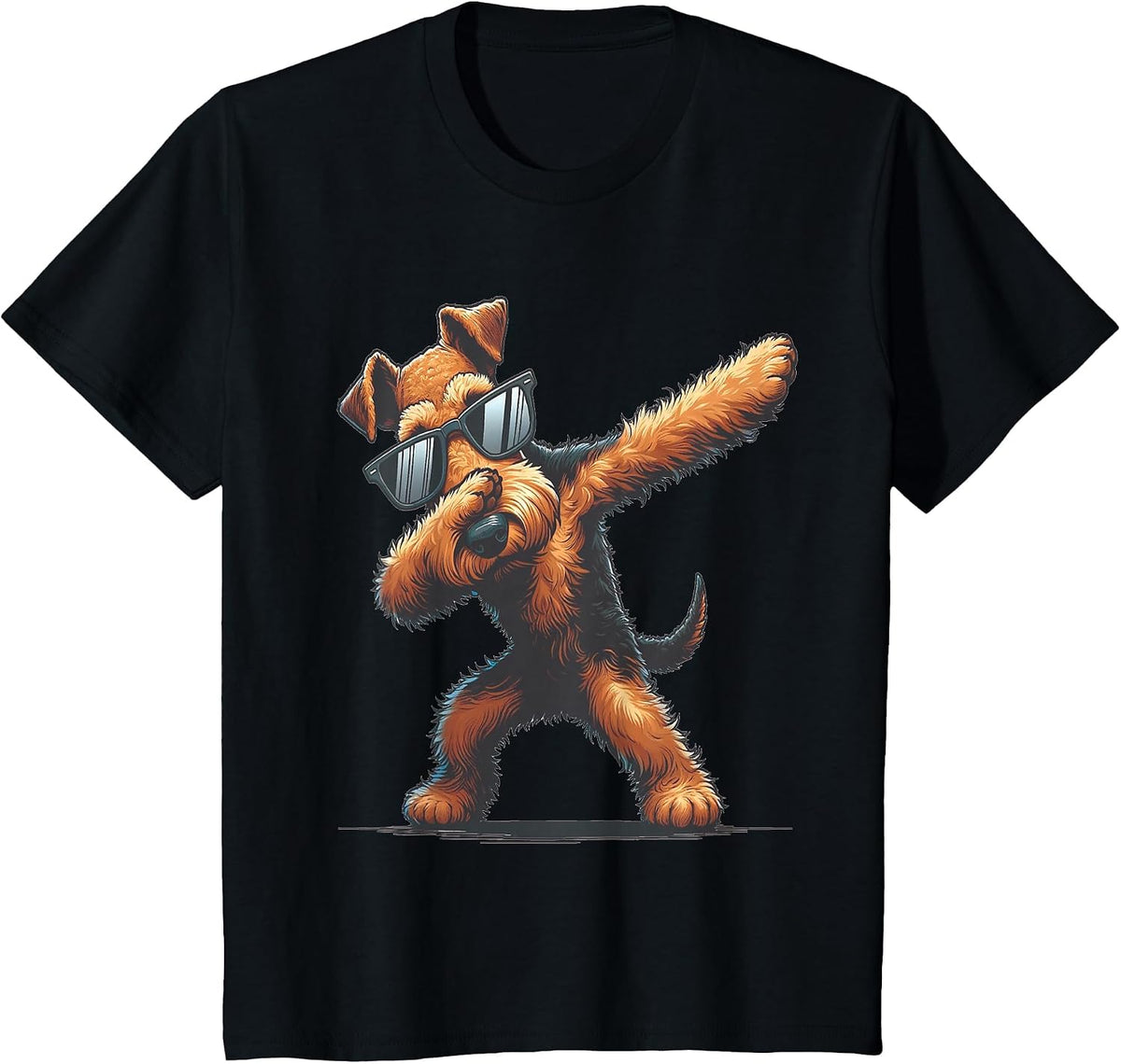 Dab Airedale Terrier Dancing Dabbing Dog T-Shirt - Black