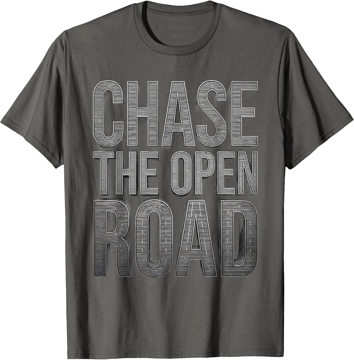 Men's Chase the Open Road Motorcycle Design T-Shirt - Asphalt Grey