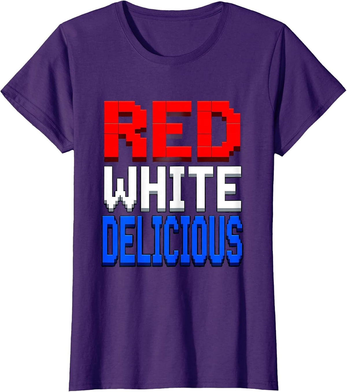 Women's Red White and Blueberry Patriotic Foodie Design T-Shirt - Purple