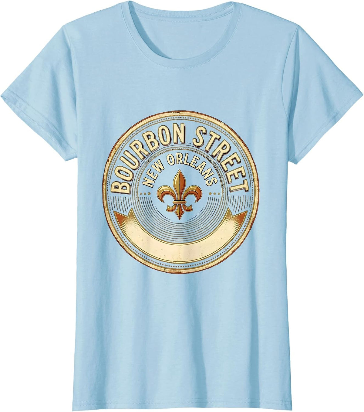 Women's Bourbon Street New Orleans Vintage Mardi Gras Souvenir T-Shirt - Baby Blue