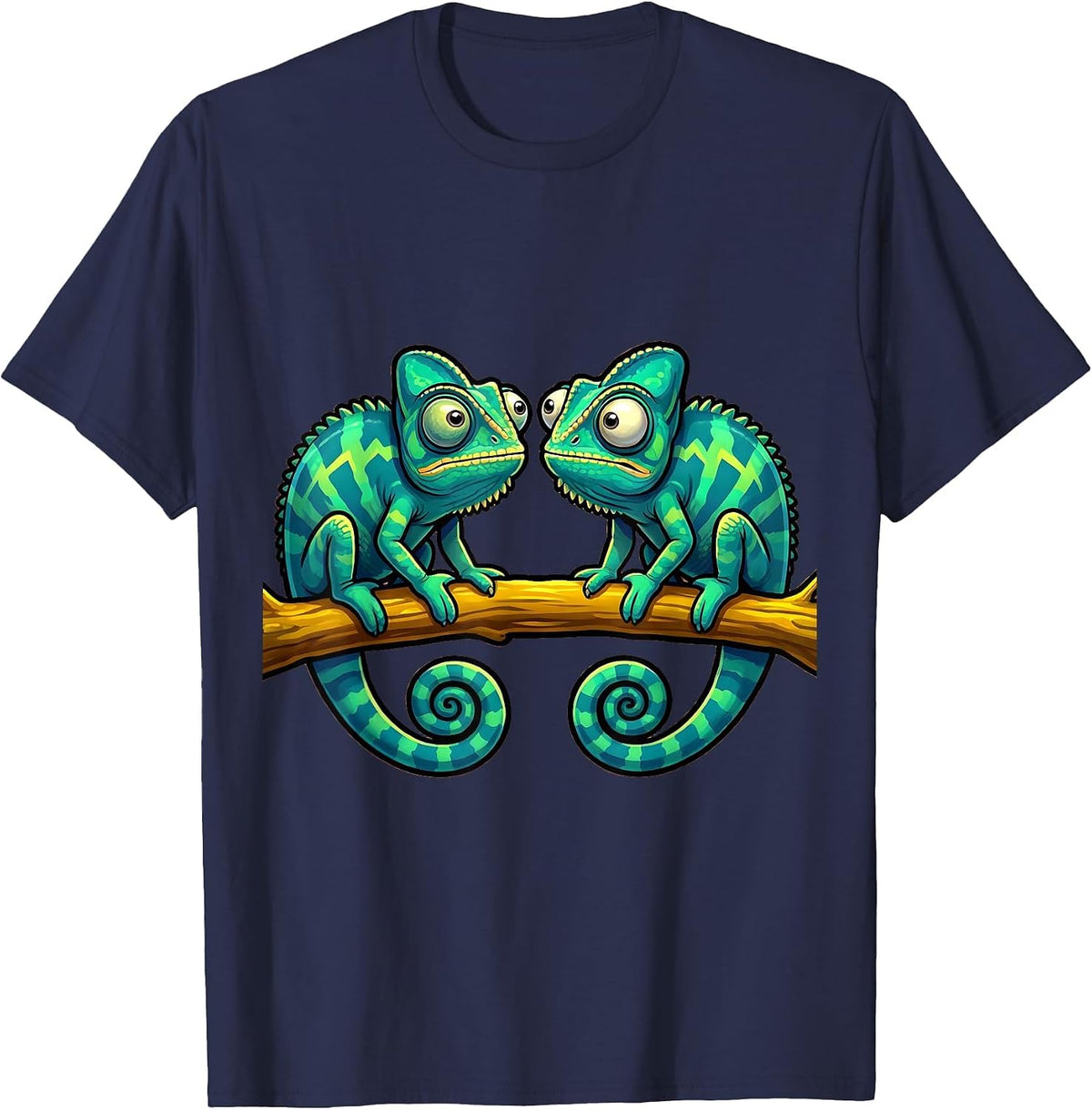 Twin Day Matching Chameleons Spirit Week Design T-Shirt - Navy Blue