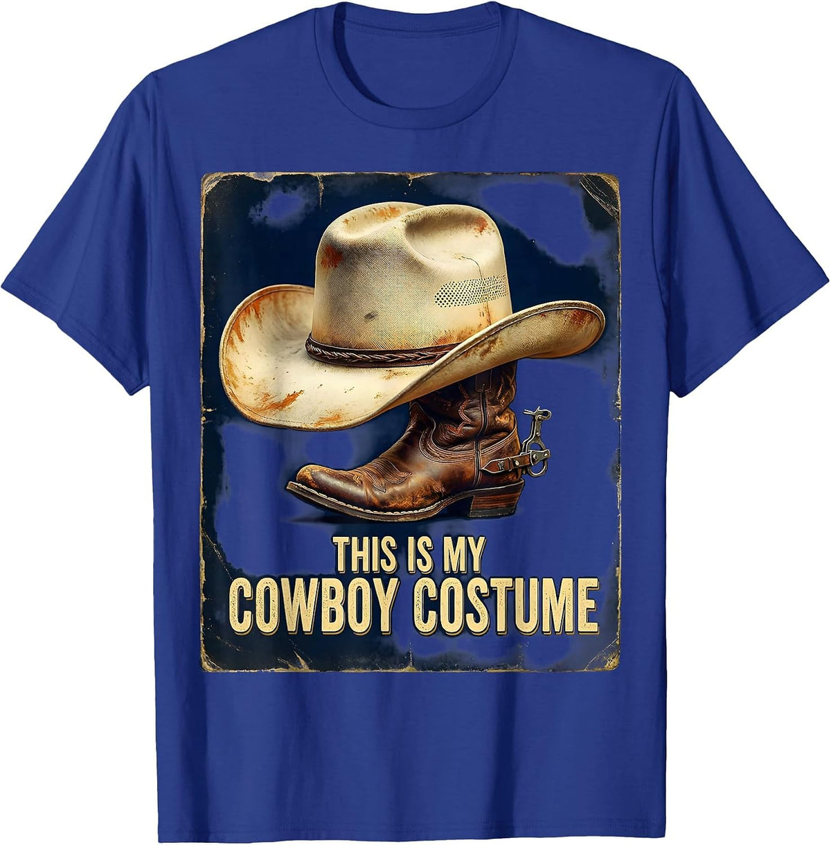Men's This Is My Cowboy Costume Vintage Western Halloween Party T-Shirt - Royal Blue