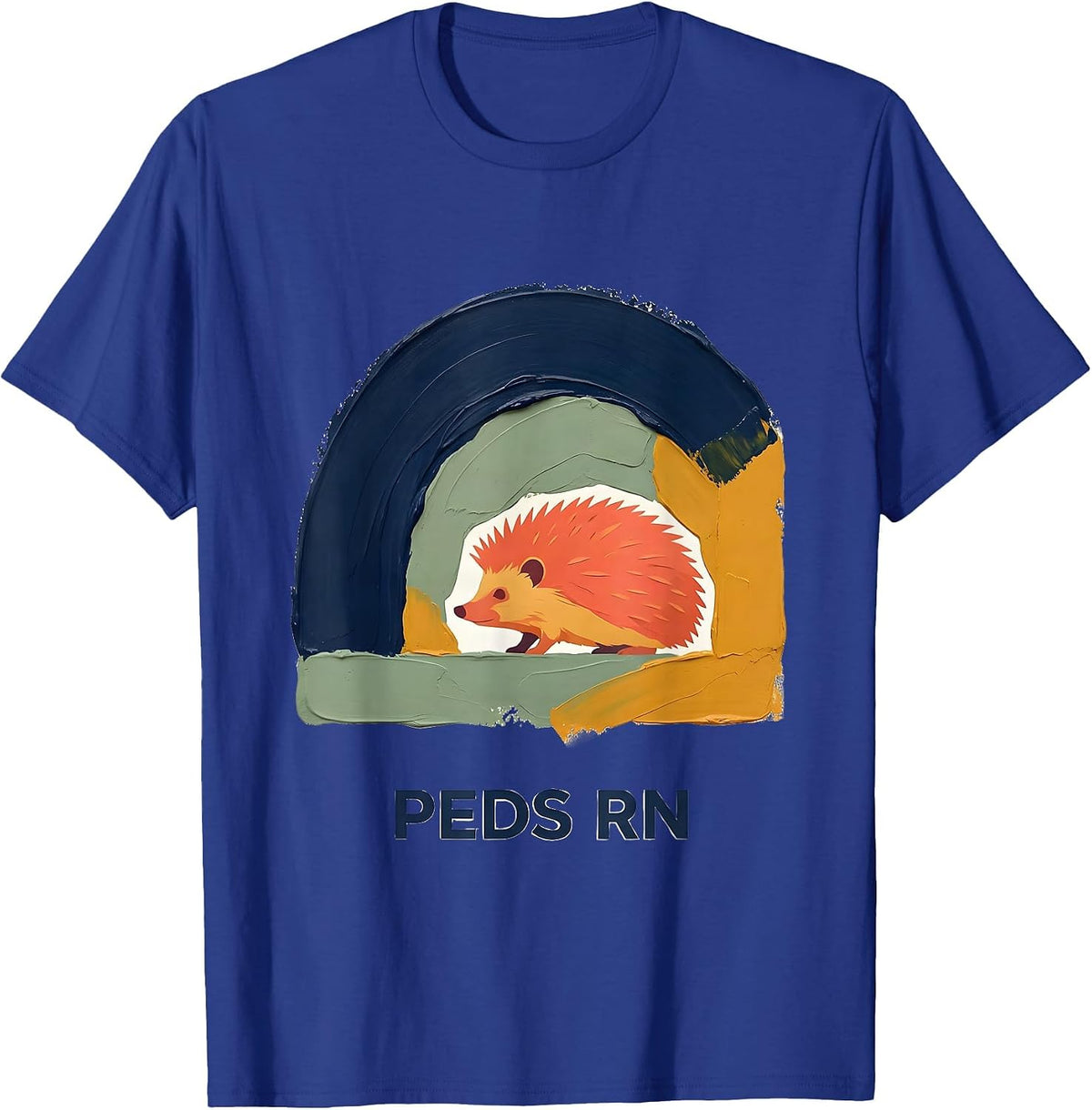 Men's PEDS RN Cute Hedgehog Pediatric NICU Nurse Work Pride T-Shirt - Royal Blue