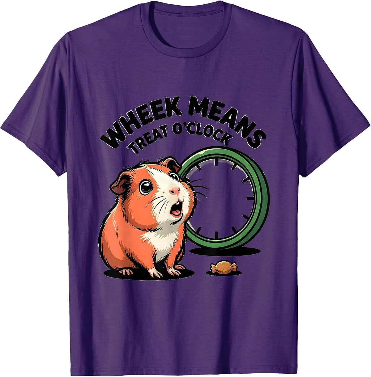 Wheek Means Treat O'Clock Funny Guinea Pig Pet Lover Gift T-Shirt - Purple
