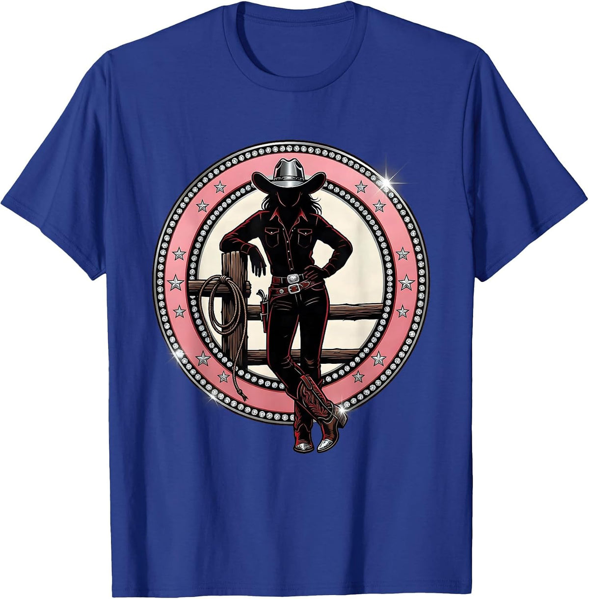 Men's Bold Cowboy Leaning on Fence Post Graphic T-Shirt - Royal Blue