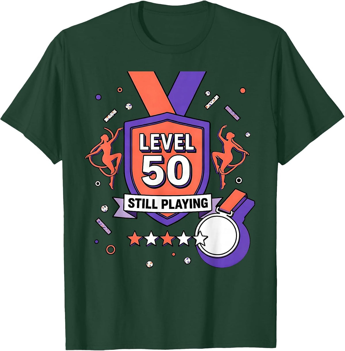 Level 50 Still Playing Funny Bachelor Party Anniversary T-Shirt - Dark Green