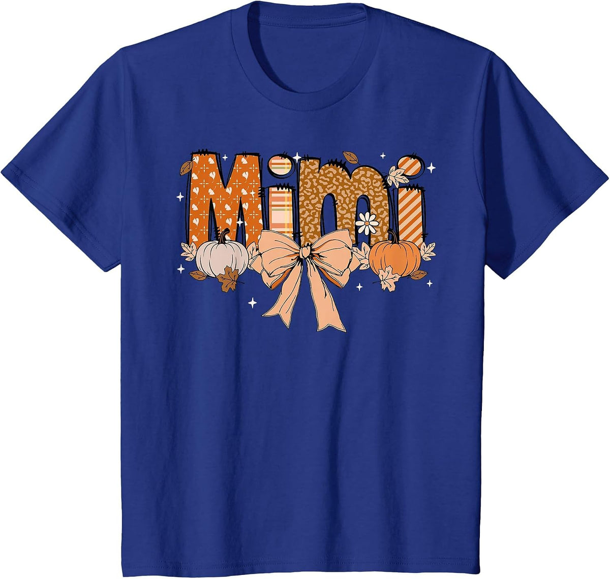 Mimi Pumpkin Fall Coquette Bow Thanksgiving Shirt Women Tees T-Shirts Mom Grandma - Royal Blue