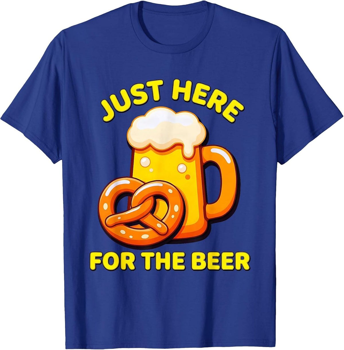 Just Here for the Beer Oktoberfest Design T-Shirt - Royal Blue