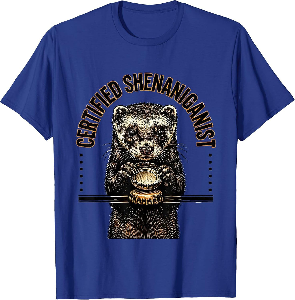 Certified Shenaniganist Funny Ferret St Patrick's Day T-Shirt - Royal Blue