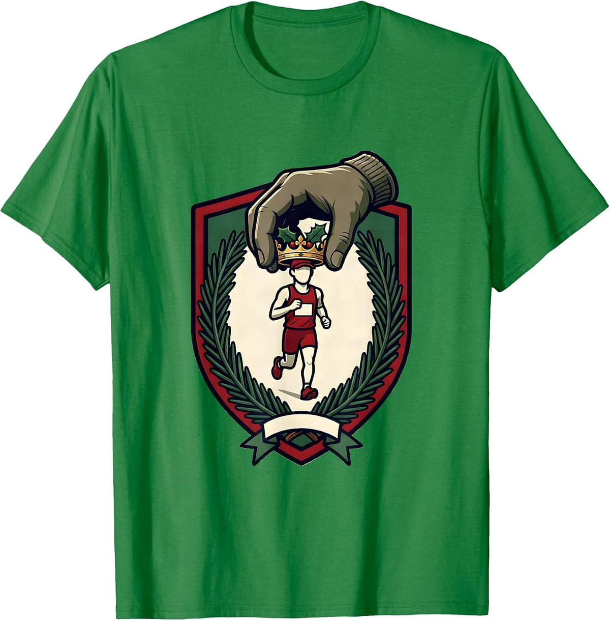 Men's Runner Crown Christmas Fun Run Squad Humor T-Shirt - Kelly Green