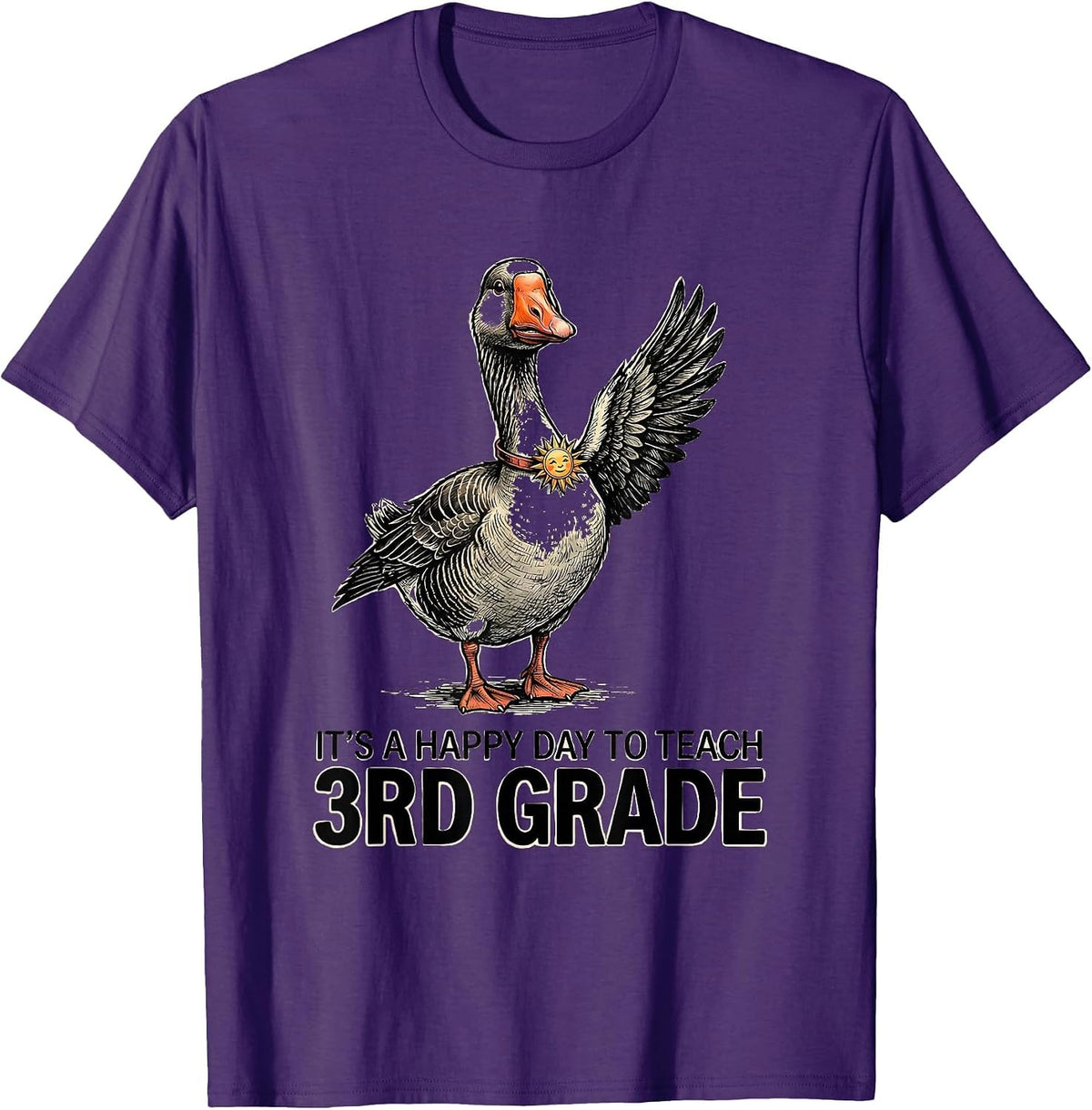 It's A Happy Day To Teach 3rd Grade Funny Teacher Silly T-Shirt - Purple