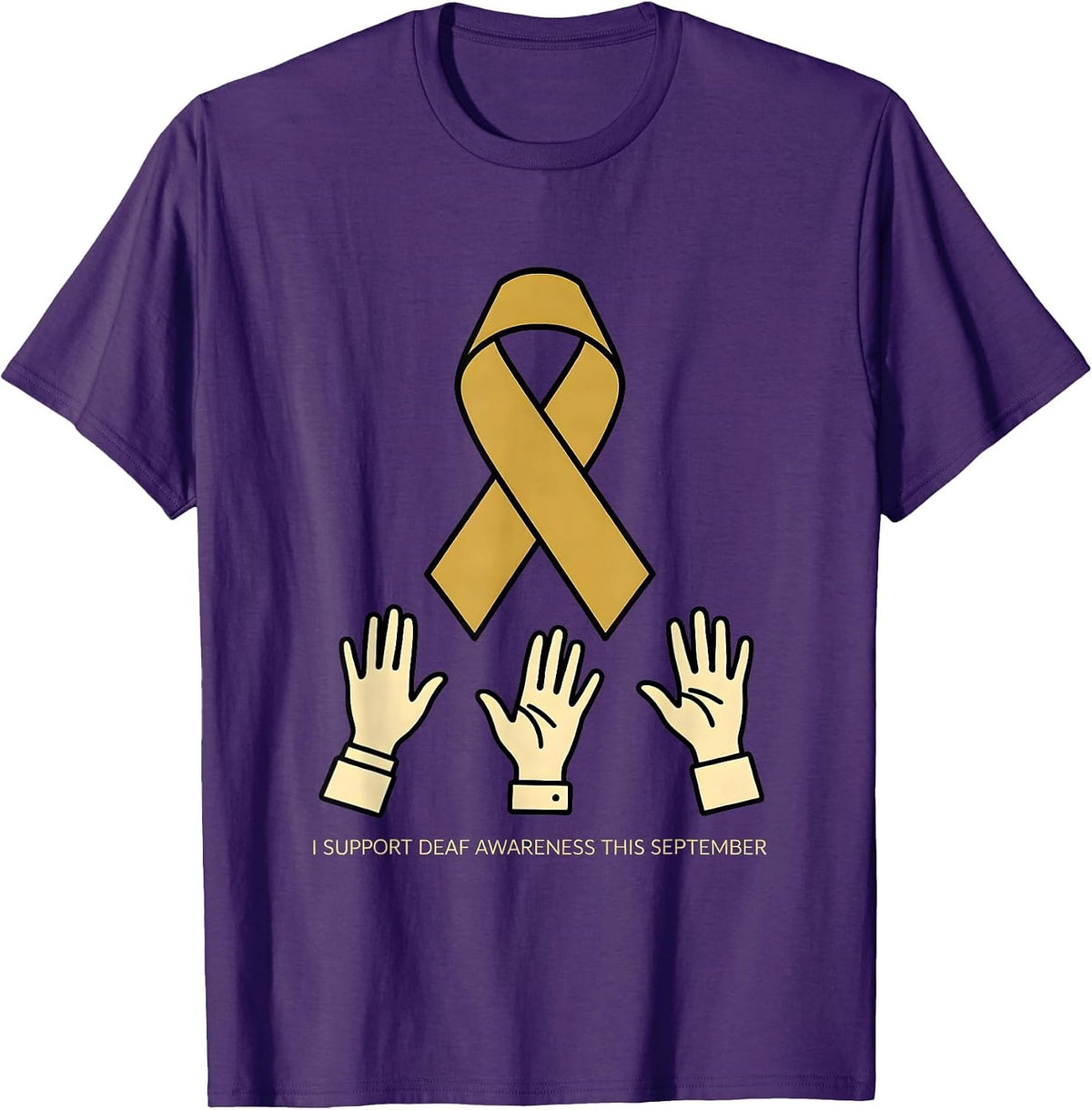 Men's I Support Deaf Awareness This September ASL Teacher T-Shirt - Purple
