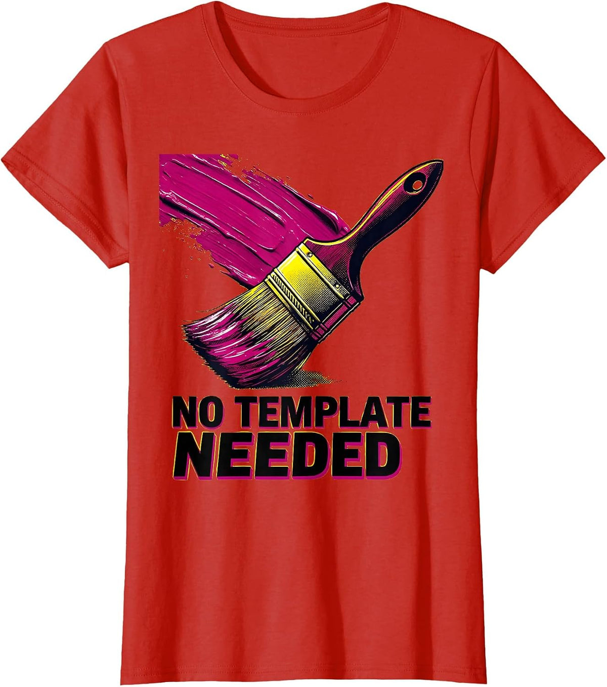 No Template Needed Bold Graphic Design T-Shirt - Red