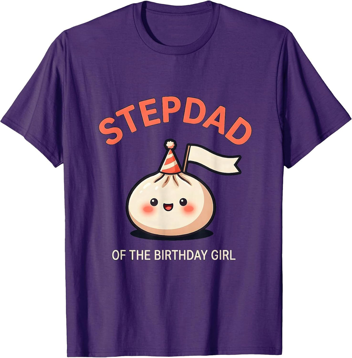 Stepdad Of The Birthday Girl Cute Kawaii Dumpling Birthday T-Shirt - Purple