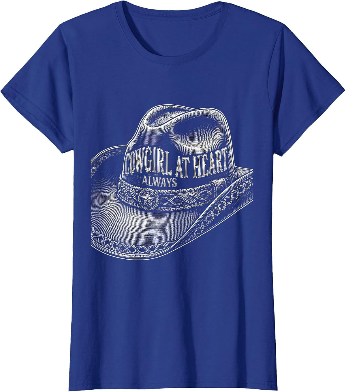 Women's Cowgirl At Heart Always Western Women Design T-Shirt - Royal Blue