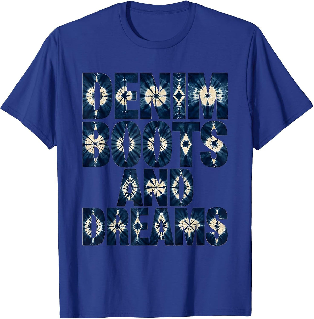 Denim Boots and Dreams Western Design T-Shirt - Royal Blue